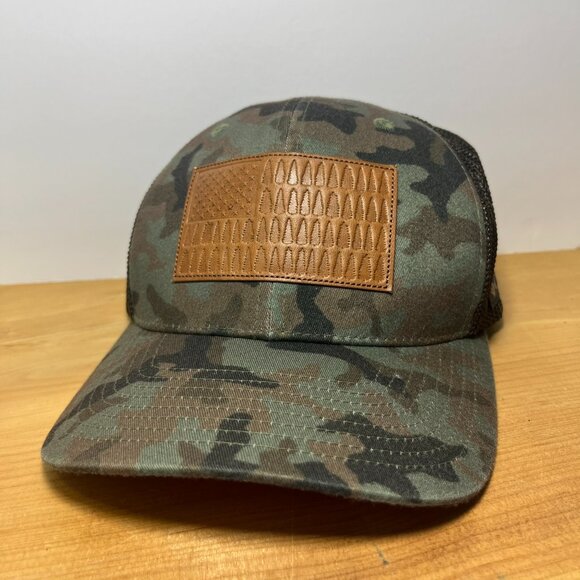 Columbia Unisex Mesh Tree Flag Flexfit Hiking Ball Cap Green Camo - Picture 1 of 5
